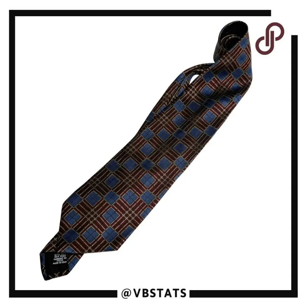 Boss Hugo Boss‎ Men's Silk Geometric Textured Made In Italy Neck Tie Blue Maroon